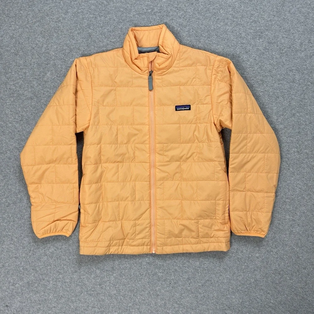 Patagonia Jacket Kids Large 12 Orange Nano Puff Quilt Brick Insulated‎ Puffer
